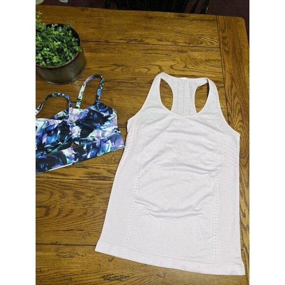 Lot Of Two Fabletics Dusty Pink Tank Perforated Seamless Women's Small? Bra - Picture 1 of 10